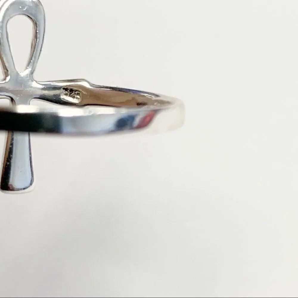 925 Sterling Silver Ankh Cross Ring - Picture 6 of 15